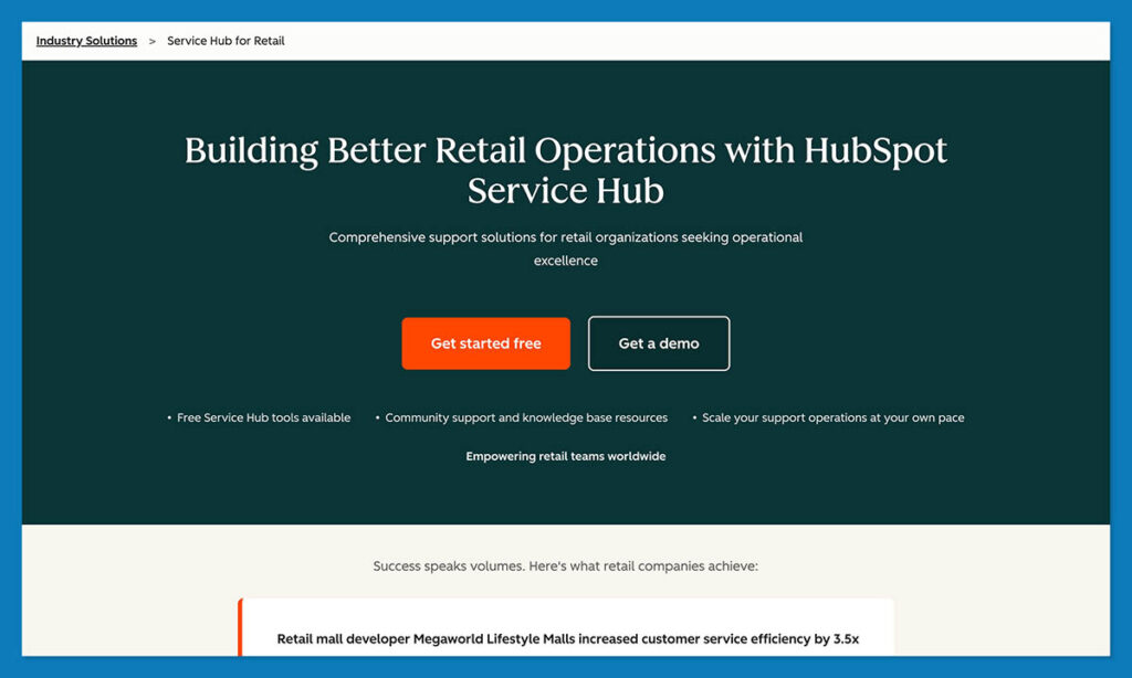 hubspot retail homepage