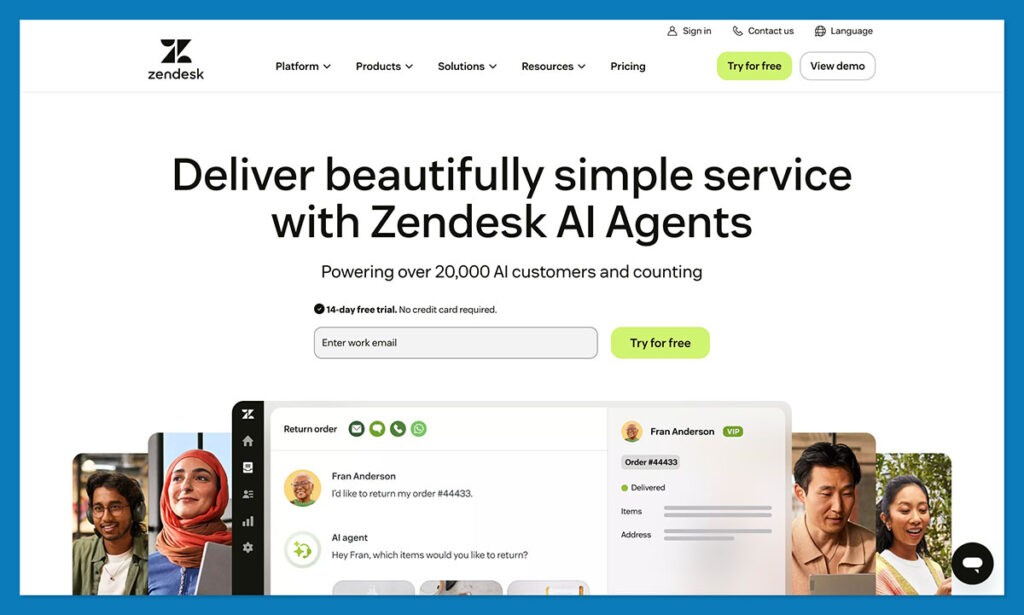 zendesk homepage