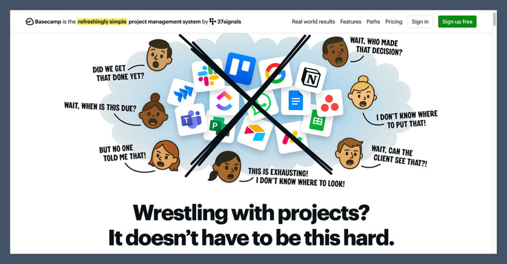 Basecamp homepage