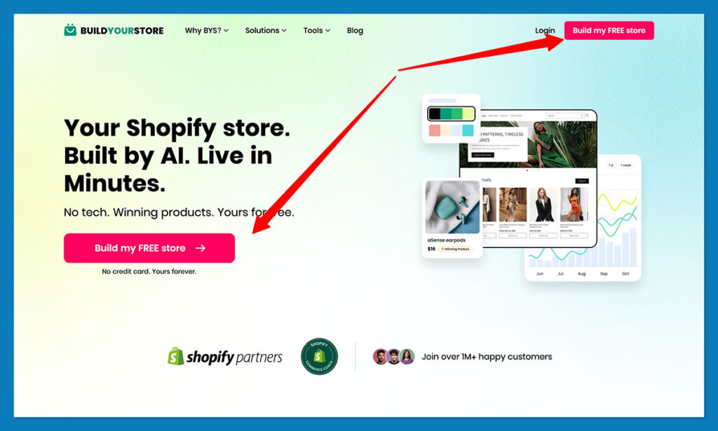 buildyourstore ai homepage