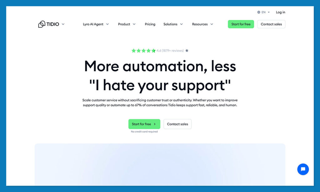 tidio homepage