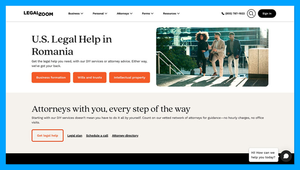 legalzoom homepage