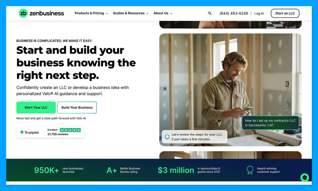 zenbusiness homepage