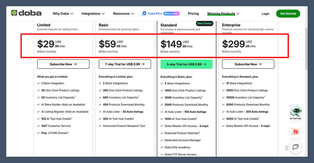 Doba-Pricing