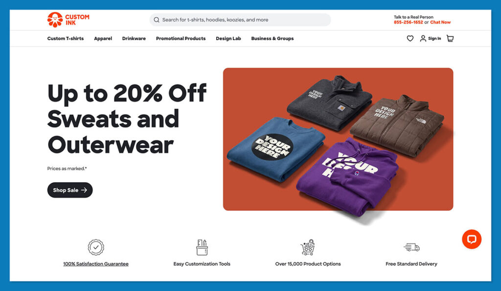 custom ink homepage